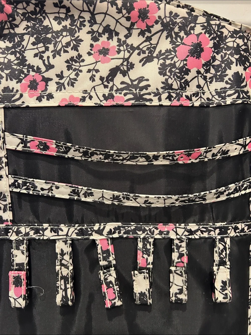 Black and Pink Floral Hanging Jewelry Organizer/ Hair accessory organizer